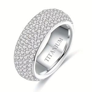 Titanium Pavé Diamond Band Rings All Sizes